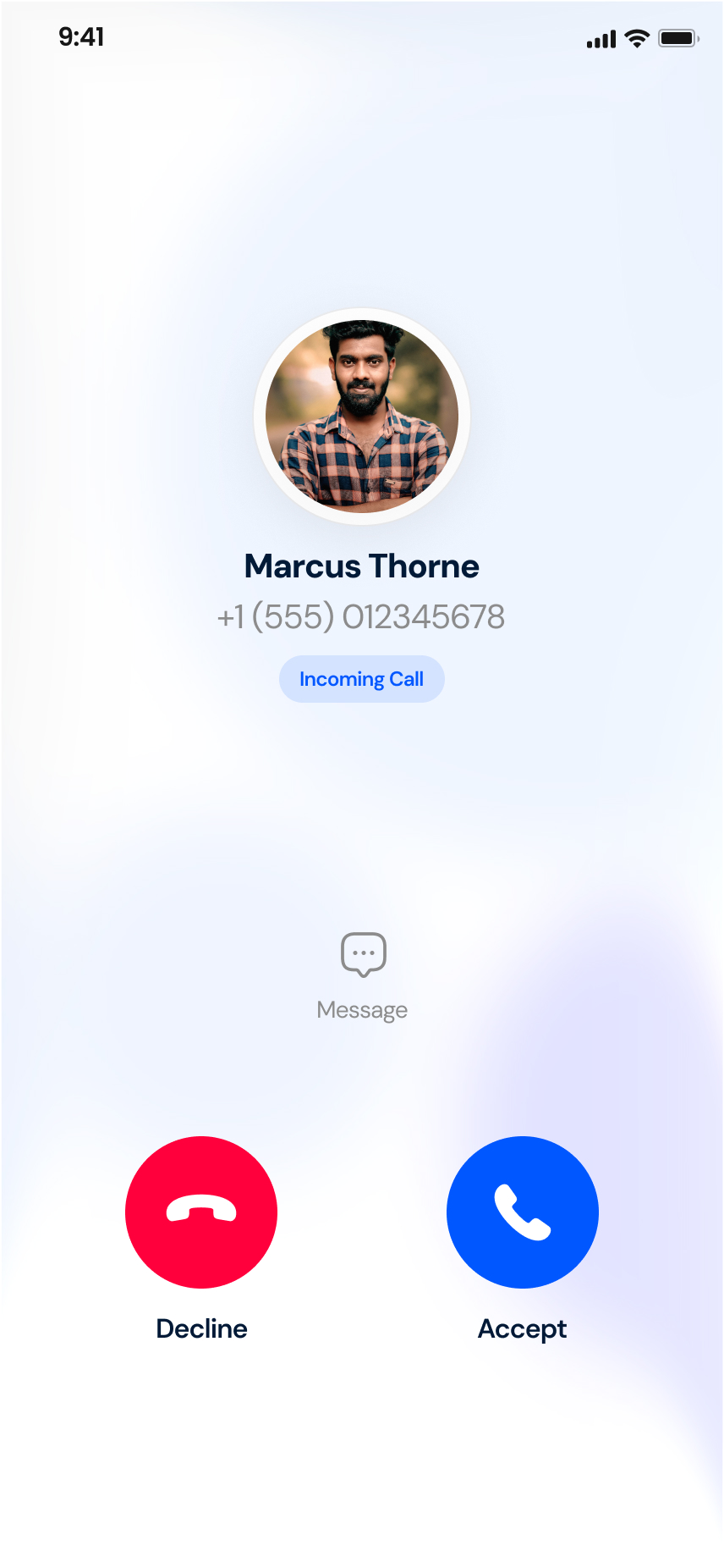 Answer incoming calls — Numbox app screen