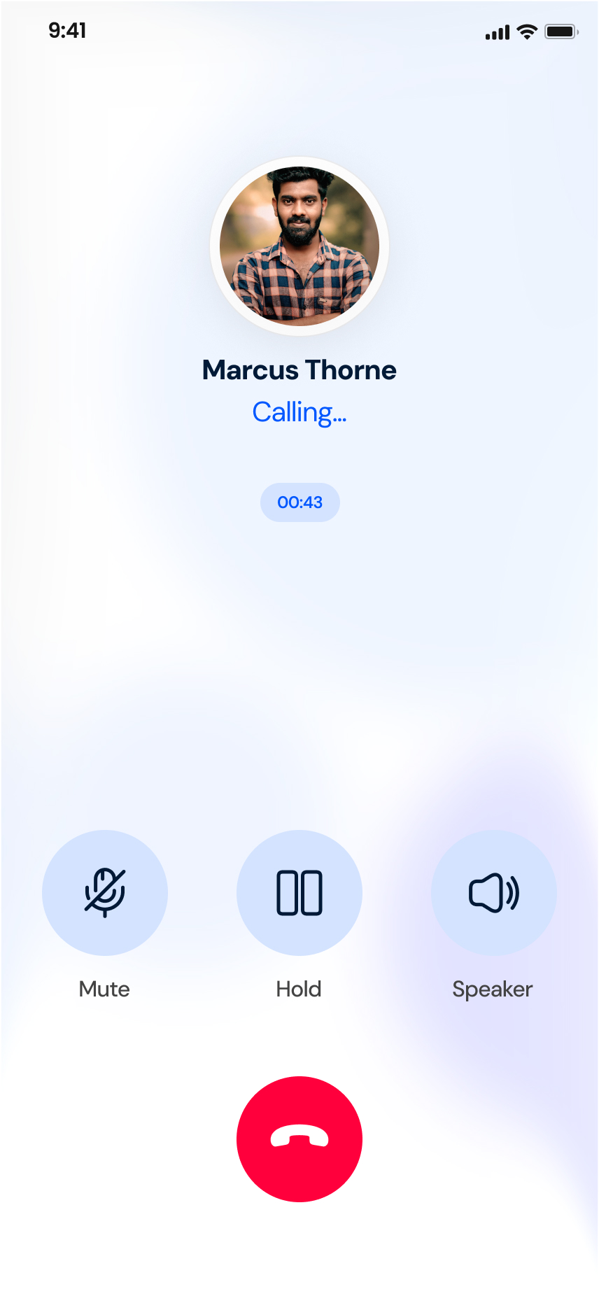 Active call screen of the Numbox app