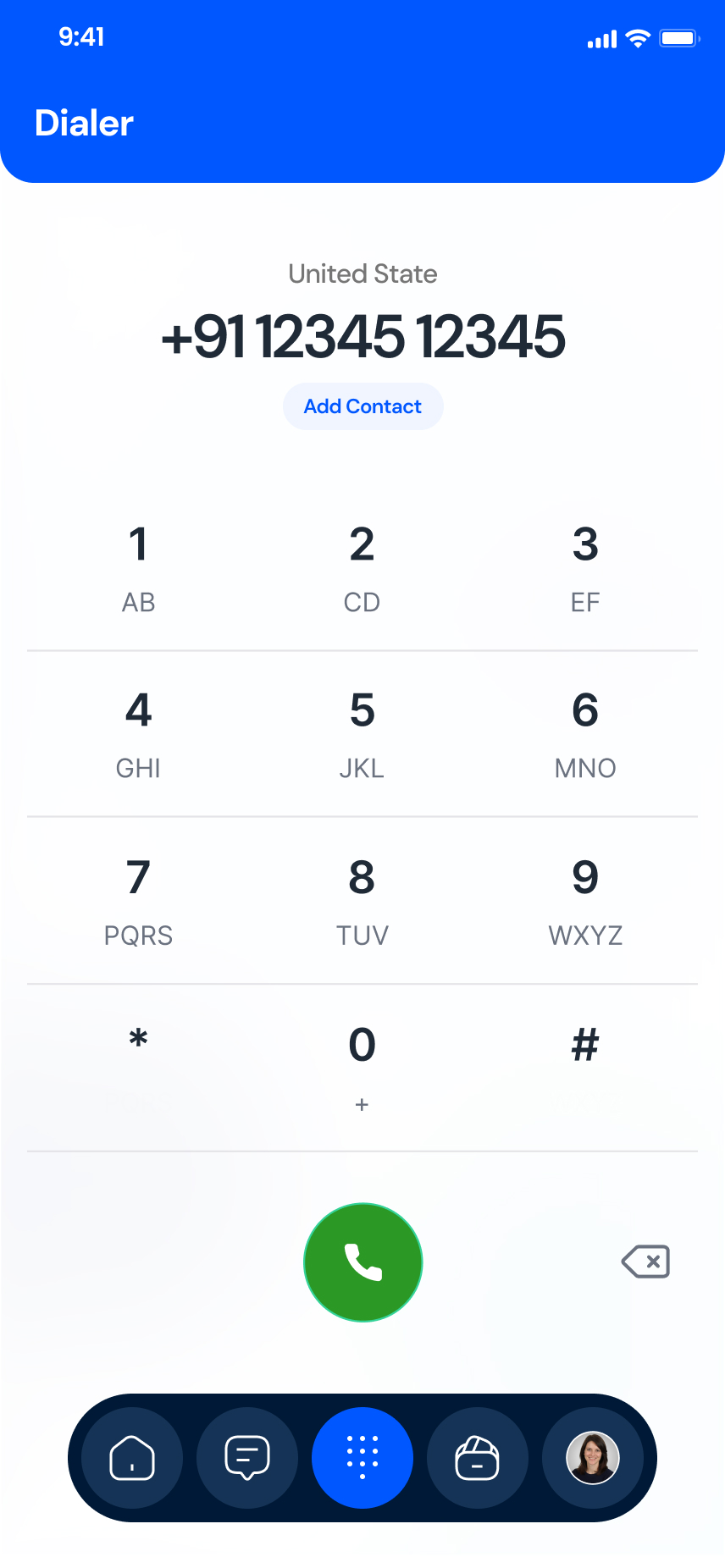 Call from your second number — Numbox app screen