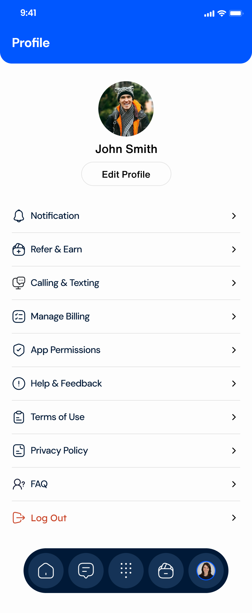 Manage your account — Numbox app screen